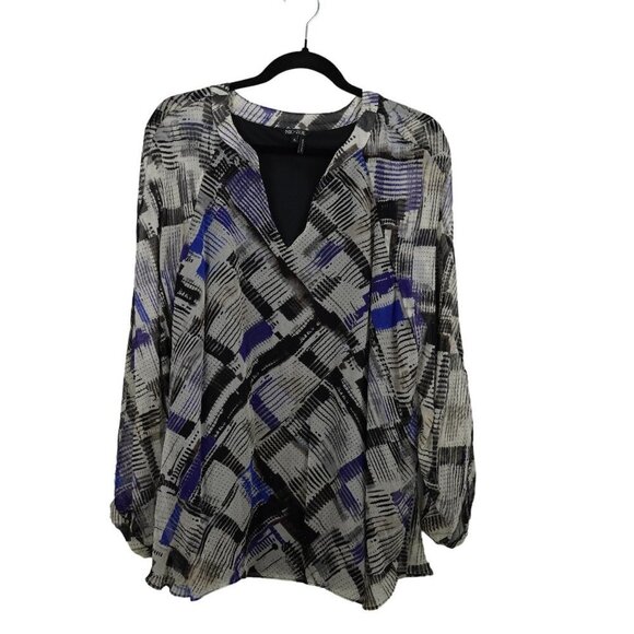 EUC Nic+Zoe Multicolored Split Neck Geometric Print Long Sleeve Pullover Tunic X - Picture 1 of 7
